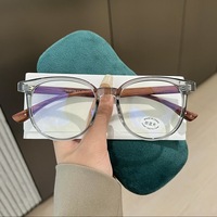 Lunettes anti-lumière bleue pour femmes, style vintage, monture ronde intégrale, motif grain de bois et design épuré