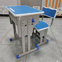Bureaux et chaises d'étudiant réglables en métal de qualité supérieure avec plateau en bois - Mobilier de classe durable pour la maison, le bureau et l'école