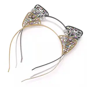 Accessories women cat ears headband with bling diamond girls