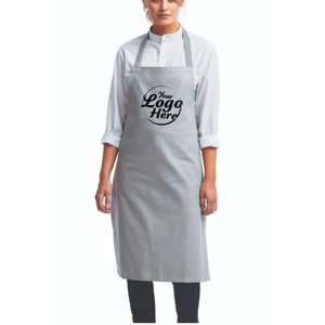 Custom LOGO Silver Cotton Long <b>Bib</b> <b>Apron</b> Durable Polyester Chef Kitchen Salon Canvas Barber Adjustable Denim <b>Apron</b> - Product Image 1