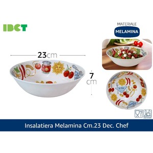 Ciotola per Insalata in Melamina Chef Dec. 23, 23 cm, Stoviglie Durevoli ed Eleganti - Product Image 1
