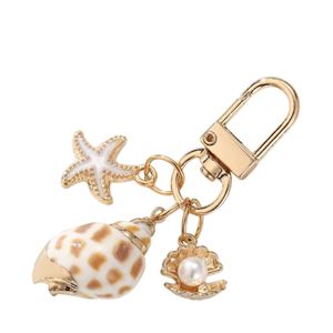 X48 New Beach Simulation Sea <b>Conch</b> Starfish Pentagram Pearl Key Chain Summer Women Purse Bag Charms Decoration Keychain - Product Image 4