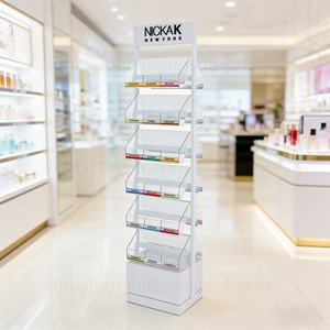 Organizador Acrílico Giratorio para Cuidado de la Piel, Exhibidor de Doble Cara con Estantes Metálicos para Cosméticos de Lujo, Exhibición de Sueros y Cremas - Product Image 1