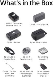 2 (2 TX + 1 + Charging Case) Wireless Conference <b>Microphone</b> Noise Cancelling Omni-directional for Action 5 Pro/Pocket 3 - Product Image 3