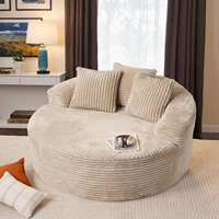 Canapé convertible moderne deux places en tissu avec rangement et chaise longue inclinable, design écologique pour hôtel, appartement et salon