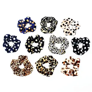 New style leopard hair accessories velvet hair ties popular women elastic dot hair scrunchies