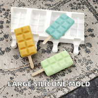 Moule en silicone carré à 4 cavités pour chocolat et crème glacée, moule à glaçons DIY pour bâtonnets glacés faits maison avec démoulage facile