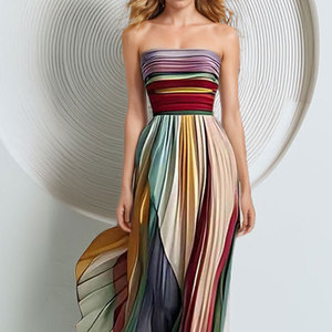 2026 Summer Fashion Floor-length Printed Sleeveless Strapless High-waisted Long <b>Swing</b> Dress for Women - Product Image 2