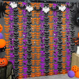 Cortina de Flecos de Papel Metálico Rojo con Estampado de Telaraña de Halloween, Cortina de Flecos de Papel Metálico para Fiestas, Decoración de Fondo para Casa Embrujada - Product Image 4