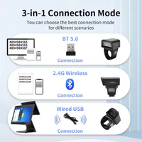 Lecteur de codes-barres portable JINGXIN Ring Mini, lecteur de codes-barres sans fil BT 2.4G, scanner de codes-barres laser 1D portable