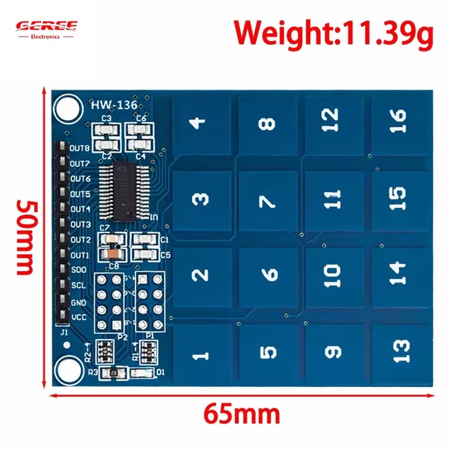 TTP229 Capacitive Touch Switch Module arduino 16 Way Touch Digital Sensor Module 5V Touch Sensing with LED Lamp