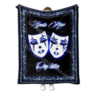 2024 <span class=keywords><strong>precio</strong></span> barato <span class=keywords><strong>de</strong></span> fábrica al por mayor moda personalizada estilo caliente sonrisa <span class=keywords><strong>de</strong></span> Halloween ahora llora más tarde manta <span class=keywords><strong>de</strong></span> viaje - Product Image 1