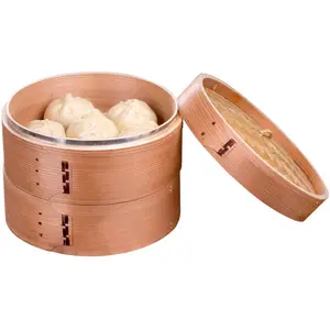 Handmade Bamboo Steamer Wooden Steamer For Dumplings, Rice, Dim Sum, Vegetables, Fish and Meat