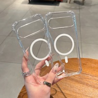 Dört Köşeli Yüksek Şeffaflıkta Kristal Kılıf Manyetik Uyumlu TPU+PC Koruyucu Kılıf Google Pixel 10/11 Pro için