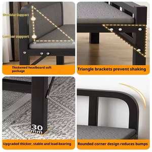 Modern Full Size Foldable Iron Frame Fabric Upholstered <b>Bed</b> Lightweight and Compact for Bedroom and Apartment Dormitory Use - Product Image 4