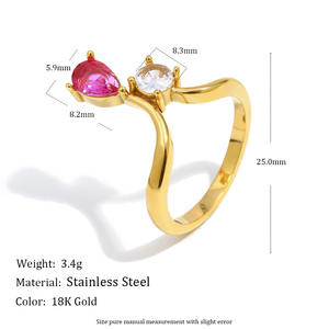 Anillos de Compromiso y Matrimonio Unisex de Acero Inoxidable con Circonita de Alta Calidad, Chapados en Oro de 18K, Regalo al por Mayor - Product Image 4