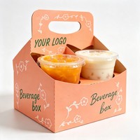 Lot de 2/4/6 boîtes à emporter en carton pour boissons avec poignée – Support de tasses et emballage pour boissons