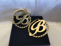 Pendientes de Aro de Acero Inoxidable con Letras Geométricas Personalizadas de la A a la Z para Mujer, Aros de Bambú Modernos, Regalo para Fiesta