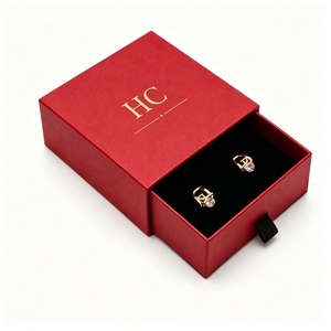 Elite Custom Foil Stamping Logo Jewelry Slide Box Velvet Insert Drawer Earring Case Elegant Personalized Packaging Supply Vendor - Product Image 4
