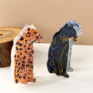 Pince à cheveux grande taille motif léopard noir Amérique, accessoire de mode fantaisie pour femme - Product Image 5