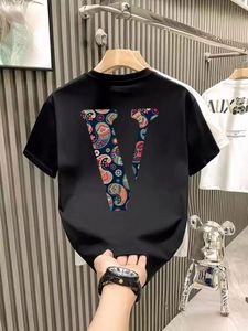 T-shirt da uomo estiva alla moda con stampa a lettere, girocollo, in cotone pesante, a maniche corte, per coppie - Product Image 3