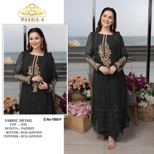 Exportation de qualité semi-point de broderie séquence de travail costume pakistanais avec Dupatta pour les femmes de l'Inde - Product Image 6