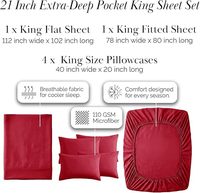 Ensemble de literie, 6 pièces, draps en microfibre ultra-doux avec drap plat surdimensionné et drap-housse profond Queen, 4 taies d'oreiller