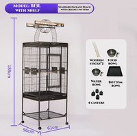 Vente en gros de cages à oiseaux en acier noir, en métal, en fer, pour canaris, oiseaux de compagnie, grands perroquets, en vente