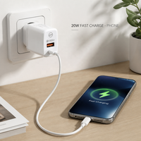 Chargeur rapide USB C 20W double port PD20W QC3.0, chargeur mural USB-A+Type-C pour téléphone portable, tablette, batterie externe