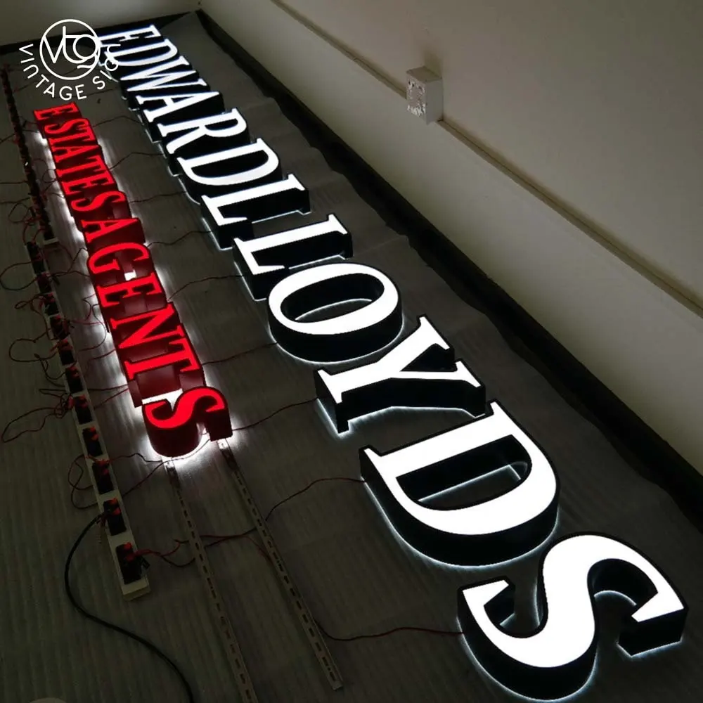 Outdoor Storefront Business Signs 3D Acrylic Front Lit Led Logo Letter Signs Illuminated Channel Letters Signage
