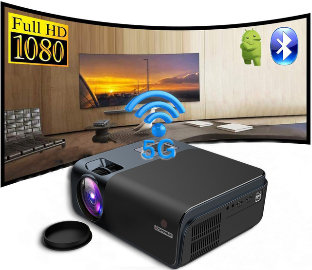 1920*1080 Movie Beamer Small 1080p HD Mini Android Lcd Projector 170" Screen Wifi Projector
