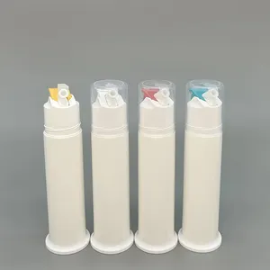 Botella de tubo de pasta de dientes sin aire elegante al por mayor, respetuoso con el medio ambiente, botellas de bombas de pasta de dientes, contenedor de pasta de dientes de plástico con bomba