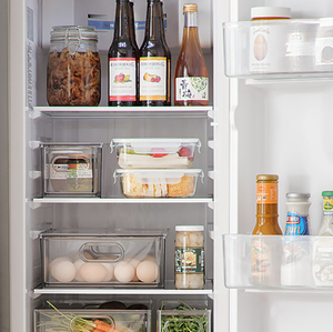 Single Square Plastic Pull-Out <strong>Fridge</strong> Organizer with Freezer Bin Stackable Food <strong>Storage</strong> <strong>Box</strong> - Product Image 5