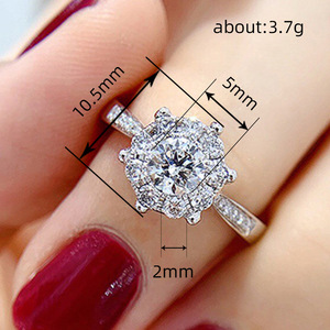 Anello di fidanzamento con zirconi a forma di fiocco di neve per donna, elegante gioiello scintillante per matrimonio - Product Image 4