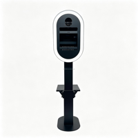 Machine de photomaton ovale noire avec anneau lumineux RGB, support tablette/appareil photo, construction métallique, capacité 15 personnes pour fêtes
