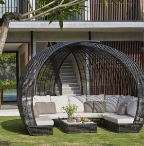 كونجر خارجي حديقة مع مظلة ترفيهية للفناء والشاطئ أريكة من الخيزران الخوص PE الروطان من dibai - Product Image 6