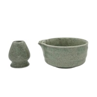 Ensemble de matcha vert en céramique avec support, ensemble de fouet à matcha 2 pièces, coffret cadeau pour les amateurs de matcha, logo personnalisé