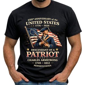 Camiseta Descendant Of A Patriot, 250.º aniversario de EE. UU., 1776 2026, camiseta personalizada para hombre, camiseta de algodón de manga corta - Product Image 4