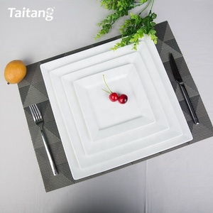 Fiesta de boda vajilla suministros cuadrado <span class=keywords><strong>blanco</strong></span> de cerámica de cena de placas para Hotel - Product Image 1