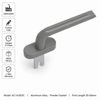 Poignée espagnolette ovale en aluminium pour fenêtre, ouverture extérieure, base 30x76,5mm, quatre trous de fixation, broche à fourche 20, chambre, salle de bain, hôtel