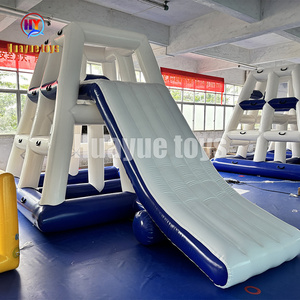 호수 풍선 워터 타워 등반 슬라이드 공장 직접 판매 워터 파크 용 방울이있는 풍선 플로팅 워터 슬라이드 - Product Image 5