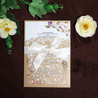 Pas cher en gros laser carte fleur laser impression personnalisée texte impression noir gros laser carte d'invitation