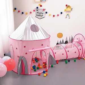 Nouvelle <span class=keywords><strong>tente</strong></span> de jeu d'intérieur durable <span class=keywords><strong>pour</strong></span> enfants, thème château rose, personnalisable, avec piscine à balles et tunnel, jouet <span class=keywords><strong>pour</strong></span> bébés - Product Image 5