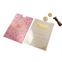 Invitations de mariage écologiques en acrylique effet miroir doré arabe 5x7 pouces, avec texte personnalisé en feuille blanche, imprimées en typographie pour Noël et anniversaire