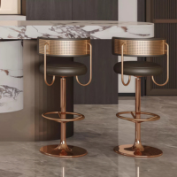 Tabourets de bar modernes en acier inoxydable avec coussins en cuir hauteur réglable pour les salles à manger familiales meubles de salon