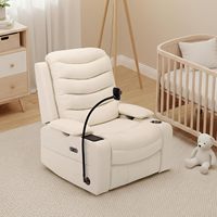 Fauteuil inclinable Power Glider pour chambre d'enfant, canapé électrique pivotant et à bascule en cuir surdimensionné avec support lombaire, chargement USB et porte-gobelet intelligent