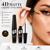 KISS FLOWER Eyeliner liquide mat 4D, longue tenue 36H, imperméable, anti-bavures, noir, pointe fine de précision, 3,5 ml