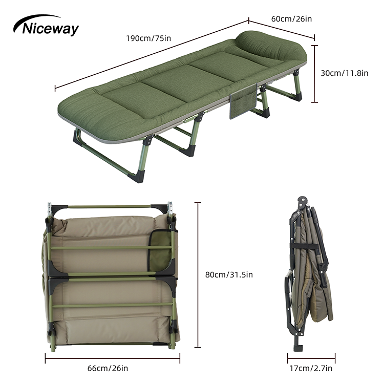Reclining Folding Bed Adjustable Camping Fishing