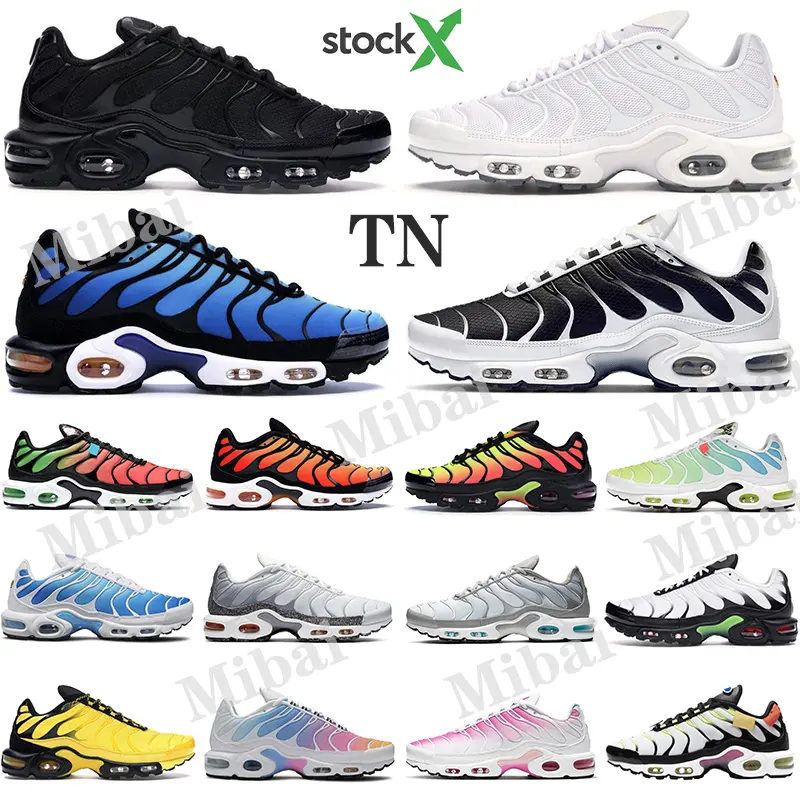 In Stock X Brand Sneakers New Authentic Cushion Plus TN SE triple black white Hyper Blue Men Running Shoes Outdoor Sneakers