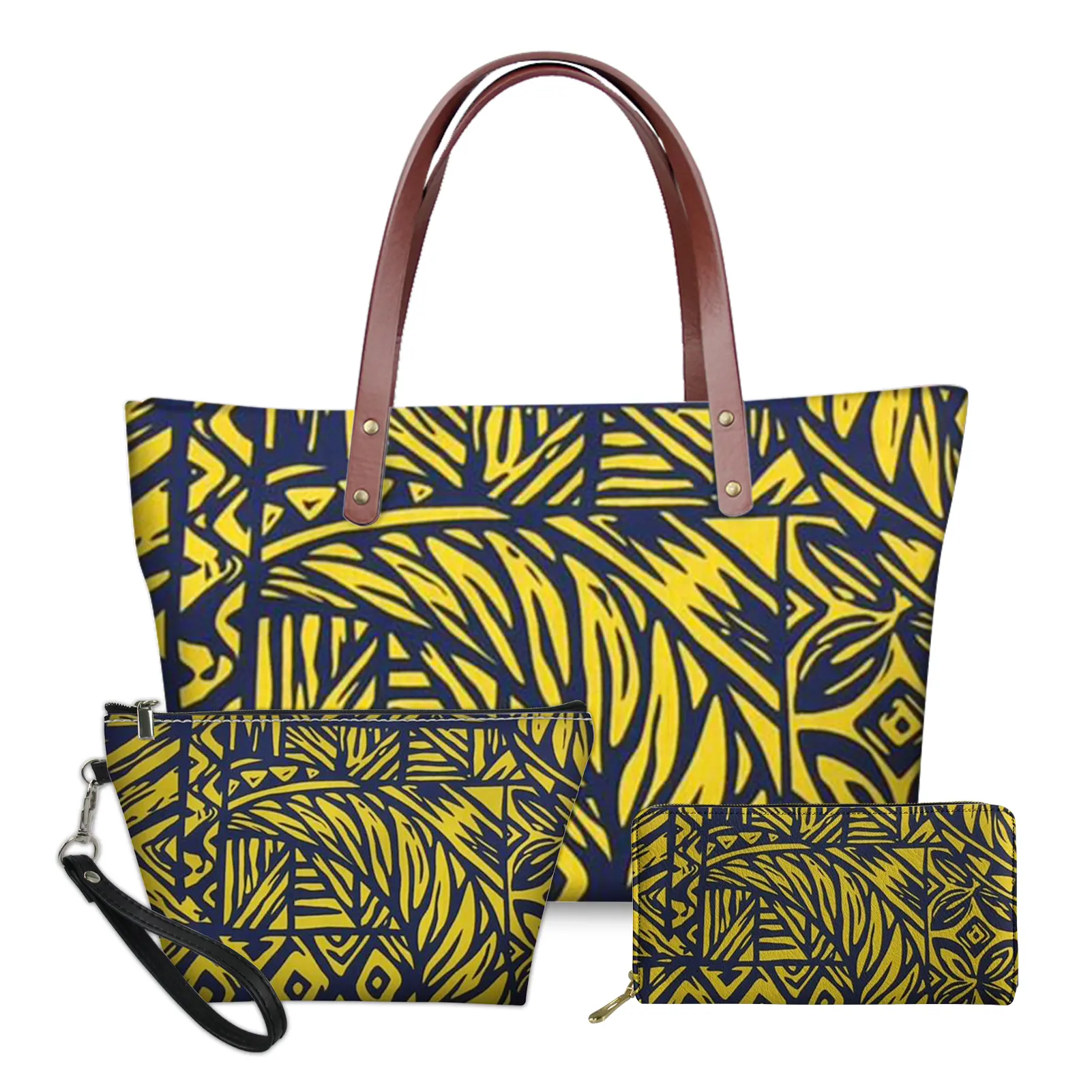 Hawaiian Style Polynesian Bag 3 Pcs Custom Design Handbag Cheap Tote Bag &2022 Purses Lightweight Bags Set Women Handbags Ladies